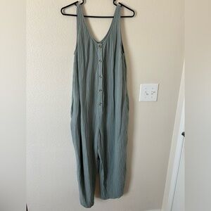Ingrid & Isabel Sleeveless Button-Front Jumpsuit - Sage